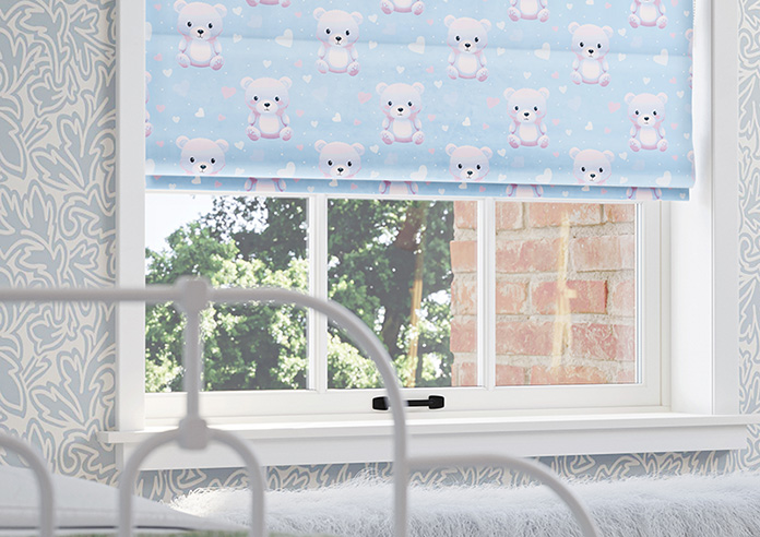 Little Bear, Blue Cotton - Roman Blind - Image 5